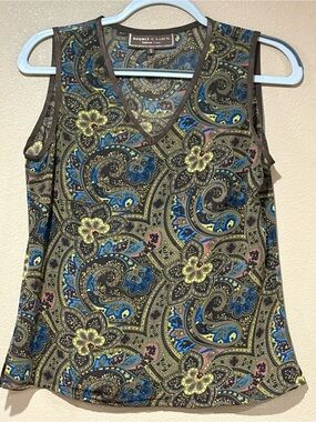 Double D Ranch Y2K Woodlands Paisley Georgette Tank Top Womens S Coastal Cowgirl